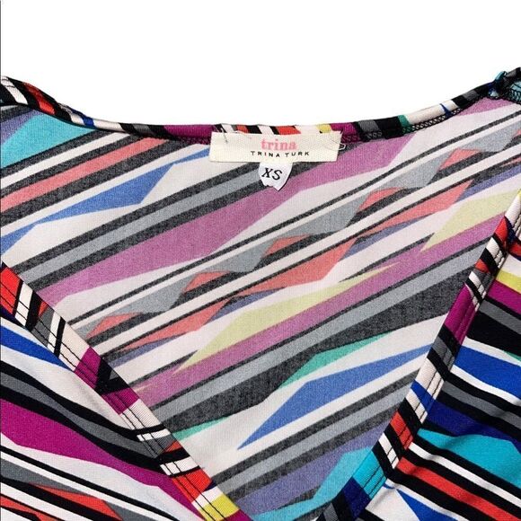 Trina Turk Dominica 2 Multicolored Striped 3/4 Length Sleeve Mini Dress Size XS - Picture 15 of 16